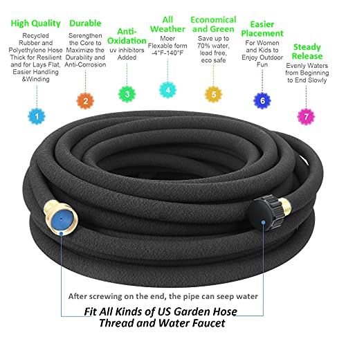 STYDDI Soaker Hose, 1/2\" x 75 FT Round Rubber Garden Soaker Hose, Heavy Duty Water Seeper Soaker Hoses for Foundation Watering, Garden Beds, Garden, Lawn and Plants - Thumbnail 3