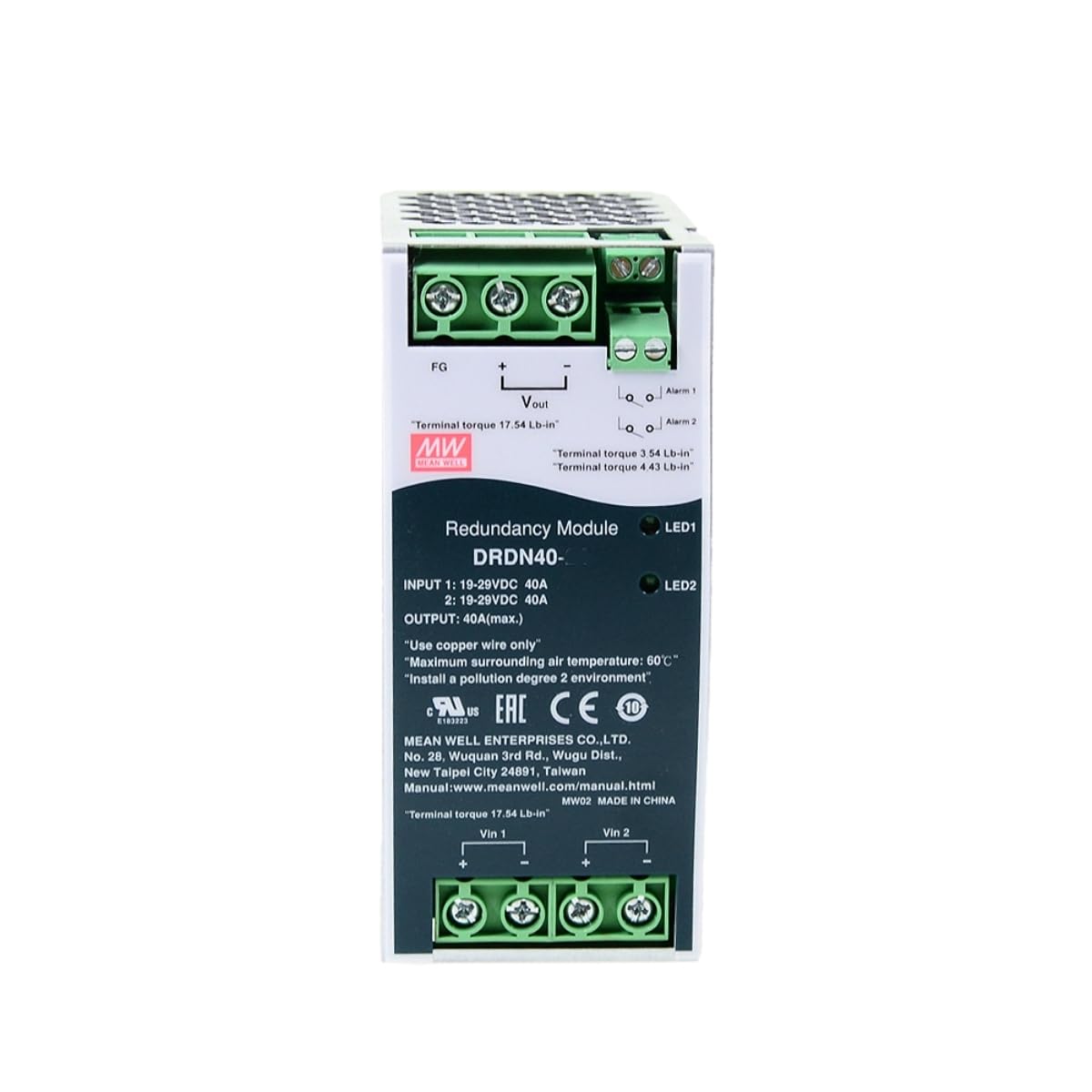 DRDN 40W Alimentatore Switching DRDN40-12 Ingressi a Doppio Canale modulare ridondante for Guida DIN Trasformatore convertitore Driver for automazione di Fabbrica ECC(DRDN40-12)