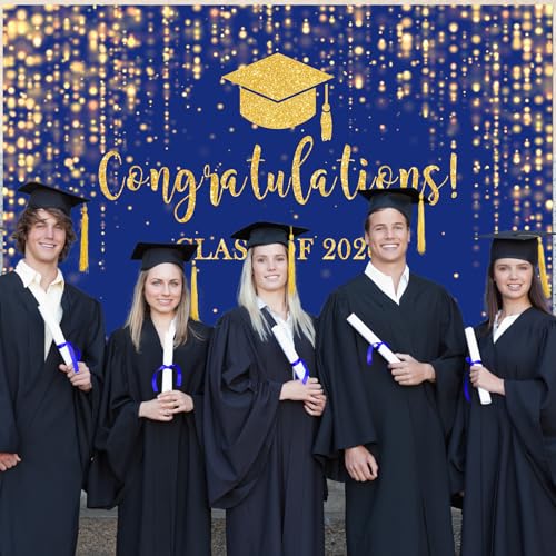 Mocsicka fondo de graduación 10x7ft azul oro brillo miniatura 5