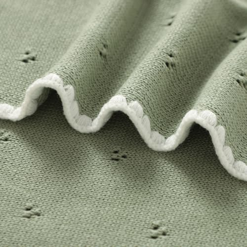 Image of Baby Blanket Knit Ultra Soft Swaddle Receiving Blankets for Boys & Girls Cotton Knitted Newborn Infant Toddler Nursery Crib 30 x 40 Inch