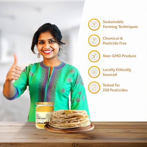 Image of Organic Tattva Ghee 500ml | Organic Cow Ghee | Desi Ghee Rich in Vitamin A | Ghee Jar for Everyday Cooking & Grocery Use