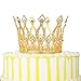 Crown Cake Topper Rhinestone Crystal Handmade Tiara Cake Decoration for Baby Shower Birthday Wedding Party Favors (Gold)