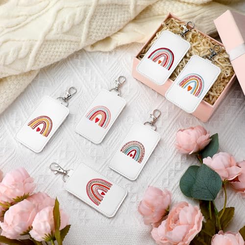 Image of Liliaafar 6 Pcs Classroom Doorbell Holder Doorbell Holder for Teachers Lanyard Back to School Rainbow Leather Class Bell Keychain Case Gift for Classroom Teacher Must Haves