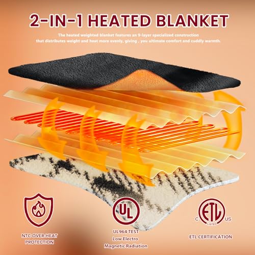 JKMAX Heated Electric Blanket Queen Size - 84"x90" Flannel Heating Blanket with 10 Heating Levels & 5 Time Settings Over-Heat Protection, Winter Warmer for Adults with ETL Certification(Black)