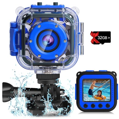 PROGRACE Kids Waterproof Camera for Boy Toys -Waterproof Digital Camera Underwater Video Cameras for Boys Kids Age 3-14 Year Old Birthday Presents wit