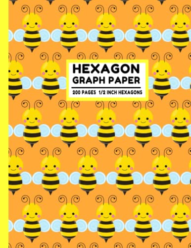 Hexagon Graph Paper: Honey Bee Hexagon Graph Paper Notebook 200 pages of 1/2 inch hexagons