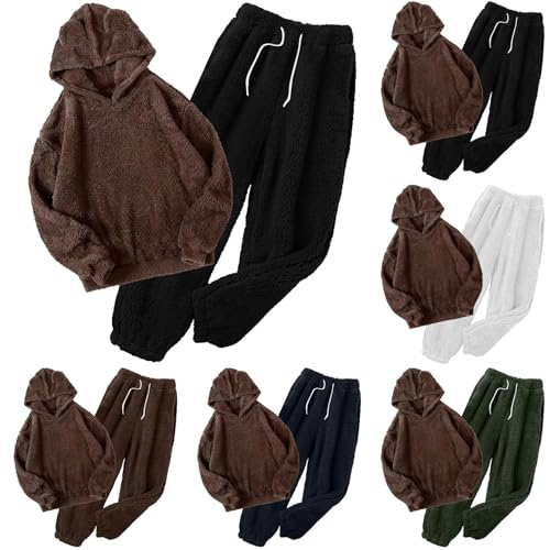 Cambkatl Men's Fleece Plush Pajama Set Ultra Soft Fluffy Warm Long Sleeve Hoodies & Drawstring Pjs Bottom Winter Sleepwear2