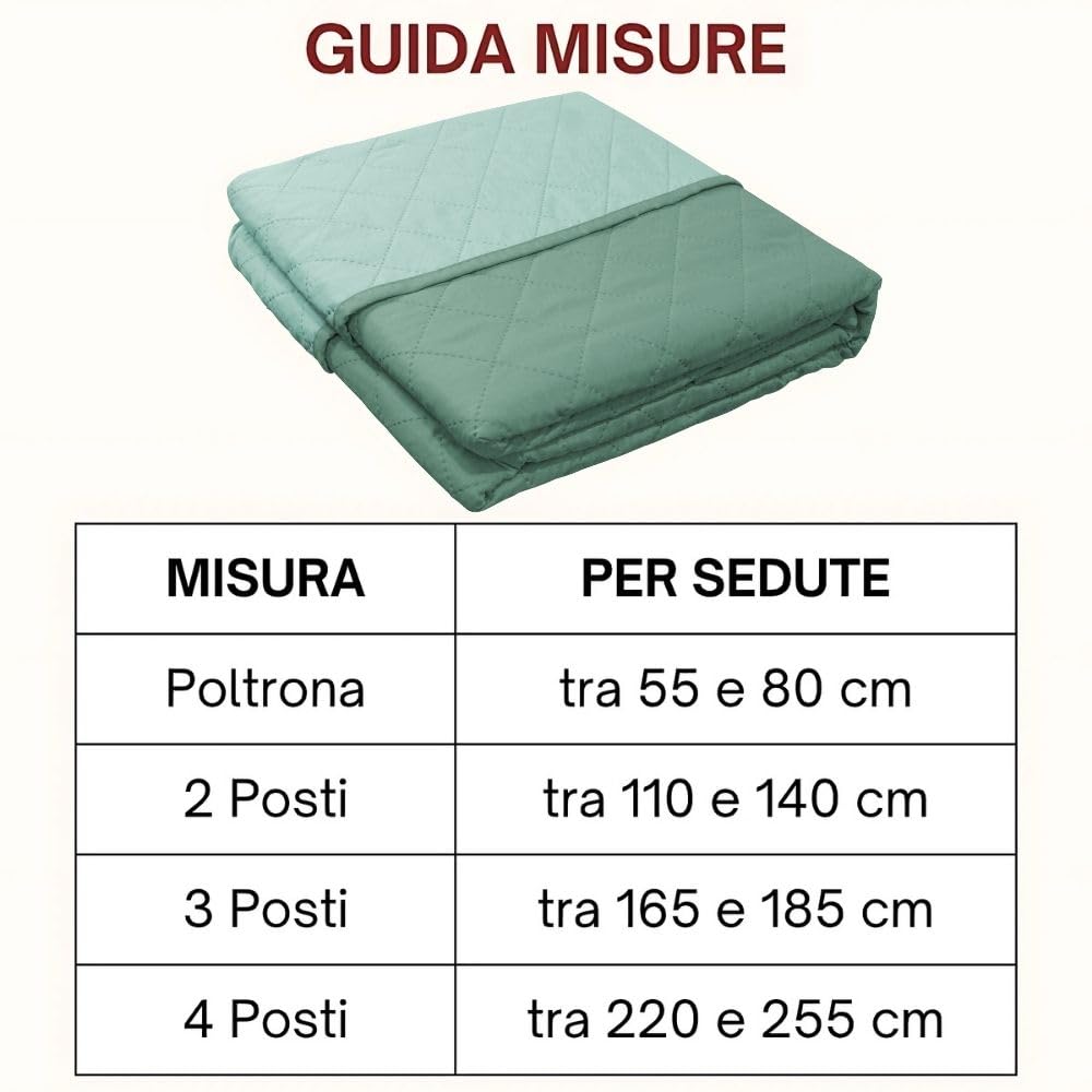 L'ANTICO ARCOLAIO - Copridivano 3 Posti Resistente ai Graffi e Antiscivolo, Reversibile in Microfibra Double Face Verde/Salvia