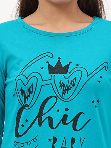 Image of FLEXIMAA Women's Cotton Printed Round Neck 3 /4 Sleeve Color Size Long Top