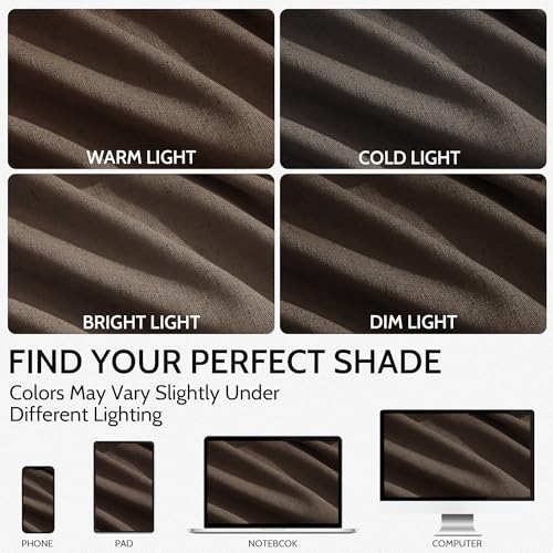 Image of Nanspring Chocolate Linen Curtains 84 Inch Length 2 Panels Set for Living Room Back Tab Light Filtering Semi Sheer Curtain for Bedroom Farmhouse Drapes, 52x84 Inch, 2 Panels