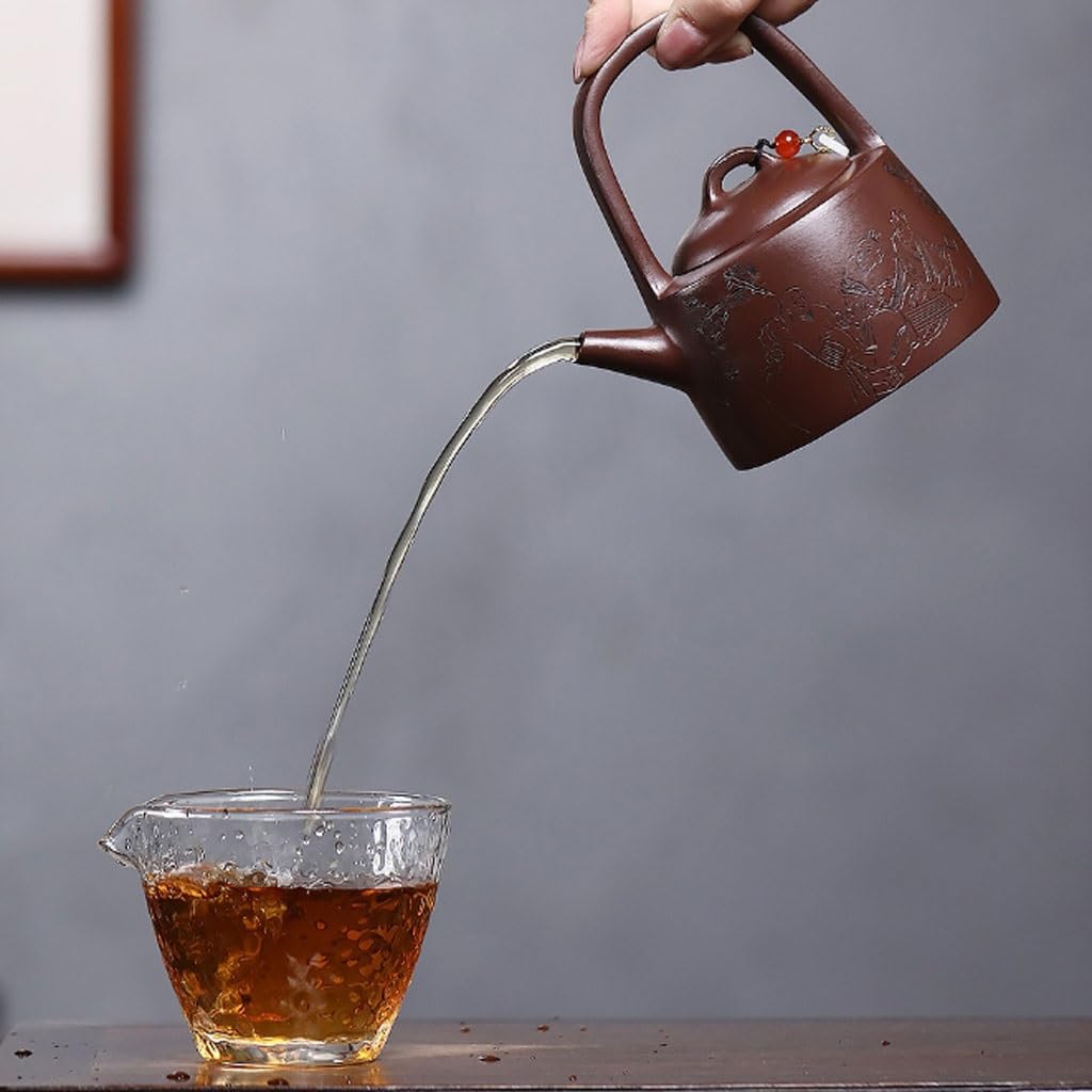 Tetera de Kung Fu Para Hacer té Tetera Vintage Hecha A Mano De Arcilla Morada Con Asa Manshu Juego de Té de Cerámica