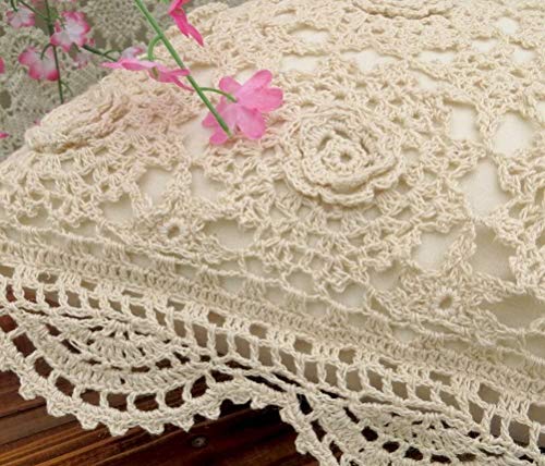 Kamay's Decorative Pillow Covers Cotton Vintage Handmade Crochet Throw Pillow Cushion Covers Handcraft Pillowcase 3D Lace Floral Pattern Rural Style #TOP2