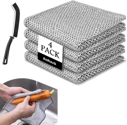 COOFANDY 4 Pack Non-Scratch Wire Dishcloth & 1 Gaps Cleaning Brush, Multipurpose Wire Dishwashing Rags for Wet and Dry, Easy Rinsing, Reusable, Cleaning Cloth for Kitchen, Sinks, Pots (B0CVV4TGQP) Amazon Price History, Amazon Price Tracker