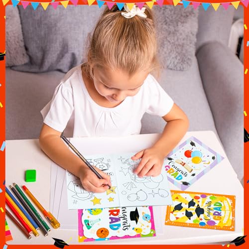 Image of Kindergarten Graduation Coloring Books - 24Pcs Congrats Grad DIY Color-in Pages Books for Kids Bulk Pre-kindergarten Activity Books Mini Coloring Book Party Favors Graduation Classroom Gifts