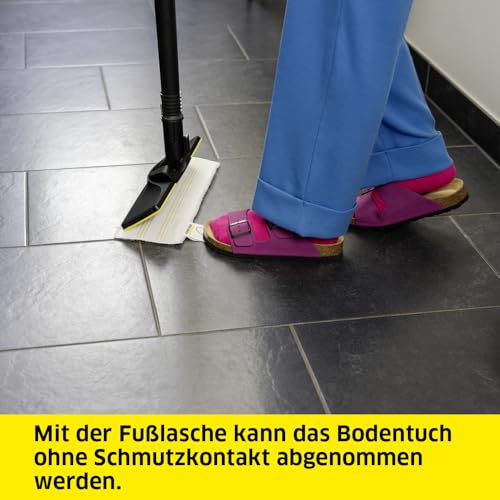 Kärcher Bodendüsenset EasyFix, 1 EasyFix-Bodendüse mit innovativer Lamellen-Technologie, 1 Universal-Bodentuch aus hochwertiger Feinstfaser, Original-Zubehör für die Kärcher Dampfreiniger