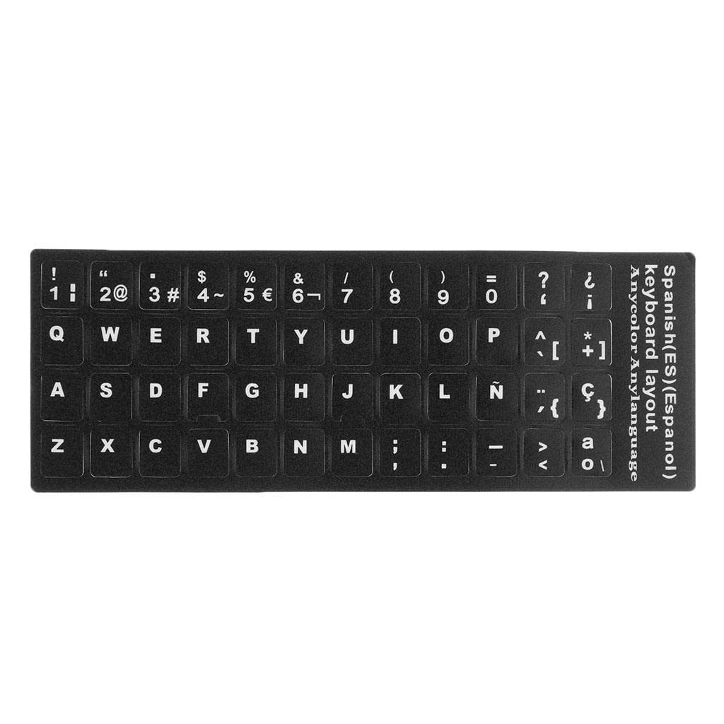 ATORSE® Spanish Keyboard Stickers Protective Cover with White Letters for Laptop Pc