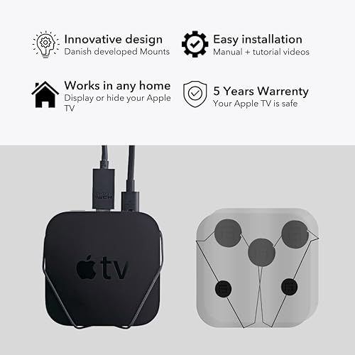 Miniatura 2 de Apple TV Wall Mount by FLOATING GRIP - Wall Mount for Streaming Devices - Wall Mounting System, Cable Management, Wall displaying (Fits Apple TV