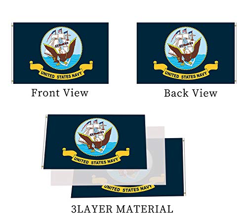 Navy Flag Outdoor 3X5 Double Sided Heavy Dut United States Navy Military Flag 3 Ply 200D Heavy Duty Polyester And Durable Canvas Header With 2 Brass Grommets Durable Usn Flags #TOP2