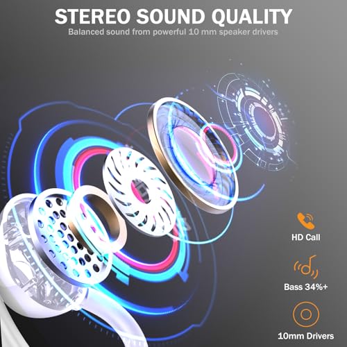 Image of Wireless Earbuds, Sport Bluetooth 5.4 Headphones 2026 New Bluetooth Earbuds with 56Hrs Stereo, 4 ENC Mic, Noise Canceling Over-Ear Buds with Earhooks, IP7 Waterproof Earphones for Workout /Running /Gym