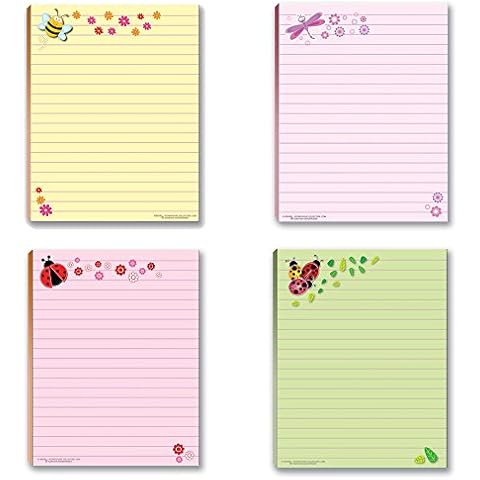 Stonehouse Collection Cute Notepads - 4 Assorted Pads - USA Made - Ladybug, Bee, Butterfly, Dragonfly - Fun Small Gift Cover