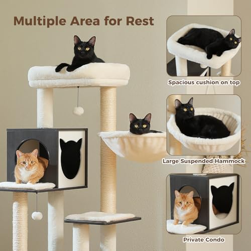 PETEPELA árbol para gatos 2 en 1 con caja de arena 57.5'' miniatura 5