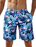 iCKER Herren Shorts Badehose Badeshorts Strand Shorts Beach Shorts Board Shorts Schnelltrocknend für Sommer,Blau-S6,L