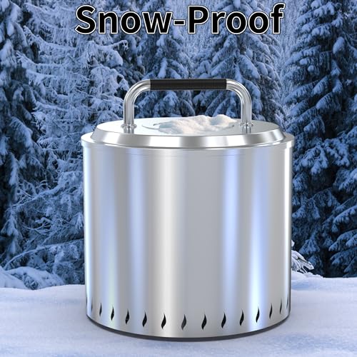 Stainless Steel Fire- Pit Cover Lid for Round Outdoor Wood Burning Smokeless Firepit, Outdoor Cam Firepit Accessory-4