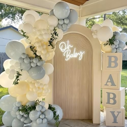 Image of Pale Aqua Balloons Arch Blue Balloons Garland Light Dusty Fog Mist Blue Balloon Different Sizes 5 10 12 18inch Helium Latex Balloon Boho Birthday Party Decoration Wedding Baby Shower Graduation