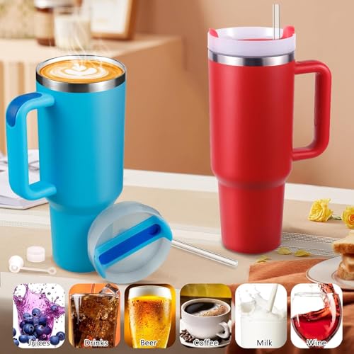 Image of House of Quirk Quencher 1.2 Litre Stainless Steel Double Vacuum Insulated Tumbler with Lid and Straw for Hot and Cold Beverages (Aqua)