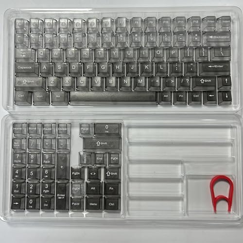 グレークリア キーボードキーキャップ、透明クリスタルジェリー素材、チェリープロファイル、MXスイッチ対応、メカニカルキーボード用、60・75・100％レイアウト対応