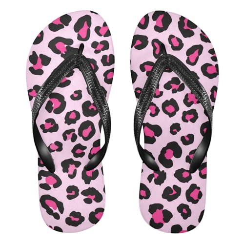 Leopard Black Pink Flip Flop Beach Summer Casual Sandal for Women & Men Shower Shoes 20861819
