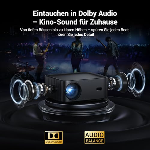 Smart Beamer 4K kompatibel mit Netflix-App,HAPPRUN H11 Beamer Heimkino mit Autofokus & Dolby Audio, WiFi 6 & Bluetooth - Outdoor Projektor Für Garten, Streaming & Spiele ohne TV-Stick – Bild 5