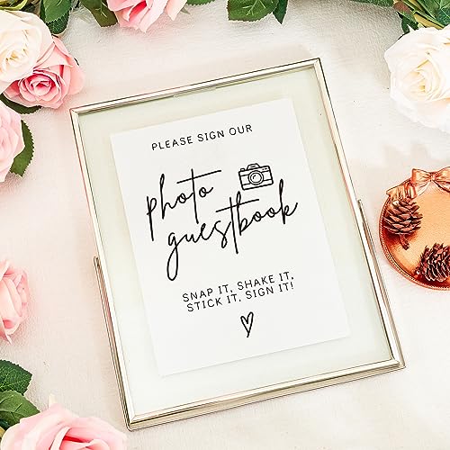 Image of Calculs 5-Pack Photo Guest Book Sign, 8x10 Silver Floating Picture Frame | Double glass metal frame, fits 6x8 insert, photo guest book station, reusable tabletop frame for signs and photos