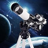 Télescope à réfraction astronomique à Monture AZ de Longueur focale de 400 mm, Optique Multicouche et prismes BaK-4, Vision Nocturne à Faible luminosité, avec Adaptateur de téléphone pour trépied