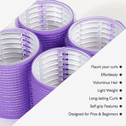 Jumbo Size Ceramic Thermal Hair Roller Sets, Self Grip, Salon Hair Dressing Curlers, Hair Curlers Purple (2 Inch 4 Pack) #TOP6
