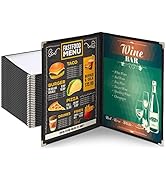 WeChef 30 Pack Restaurant Menu Covers 8.5 x 11 Double Fold 2 Pages 4 Views Black