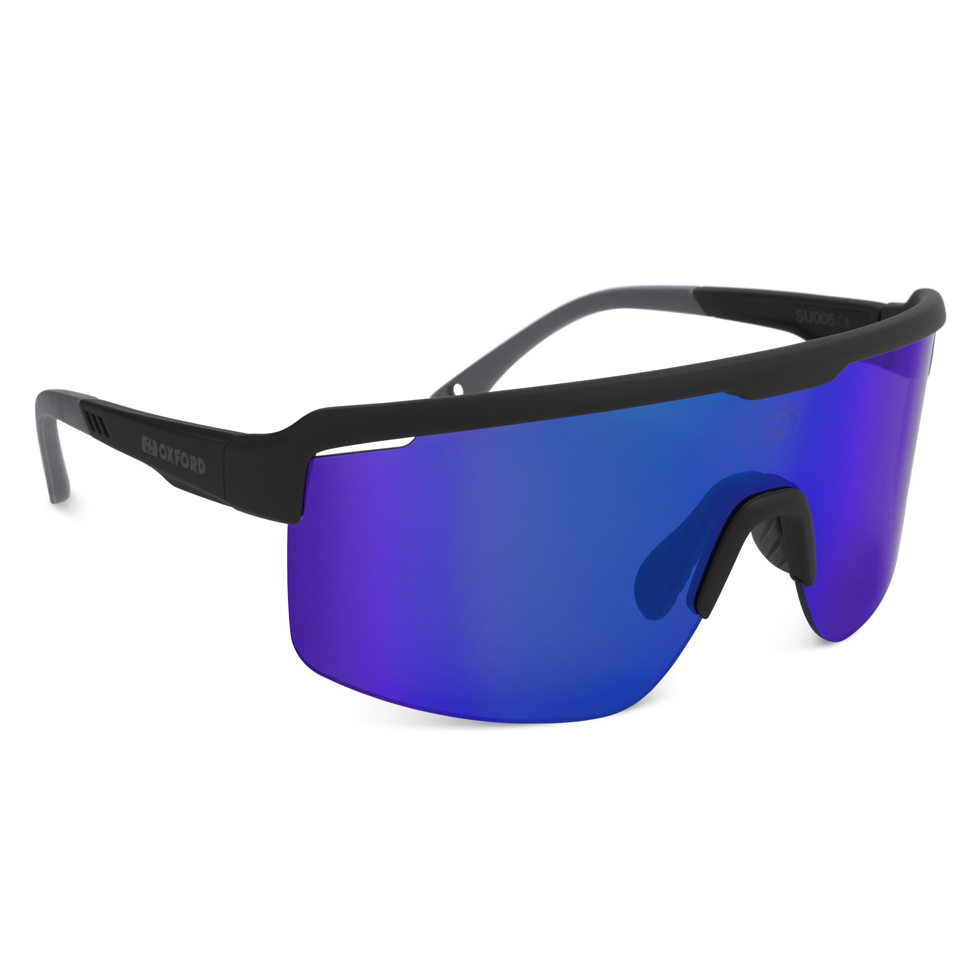 Oxford Pave Sunglasses SU004 | Sports Glasses with Black Frame Blue Mirror Lens, One Size