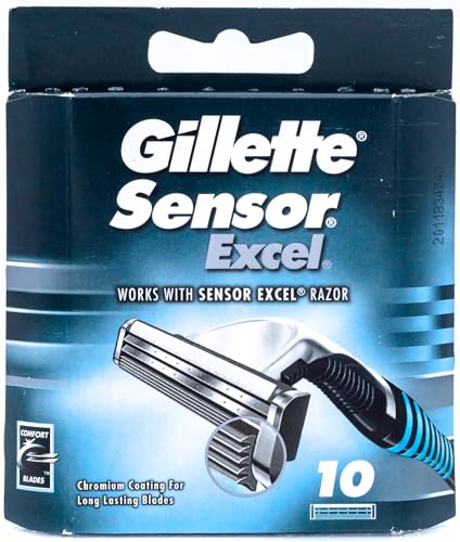 Gillette SensorExcel - Cuchillas de afeitar para hombre, paquete de 10 recambios de cuchillas de afeitar, el embalaje puede variar