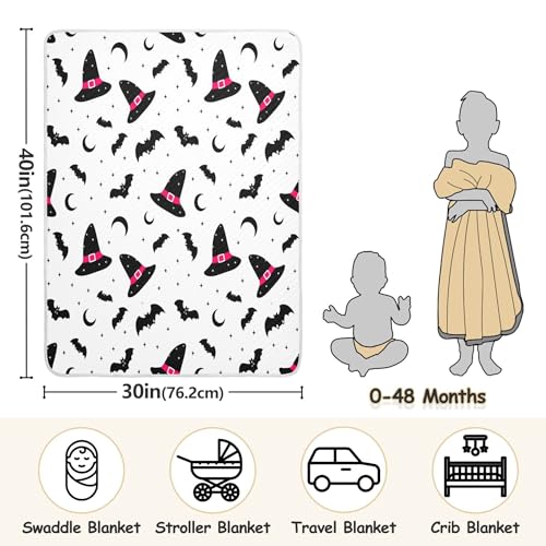 Burbuja Witch Hats Stars Moon Baby Blanket for Boys Girls, Nursery Soft Warm Swaddling Receiving Baby Blankets, 30x40 in Toddler Blanket3