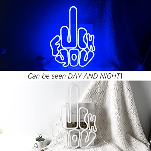 Image of Letters Gesture Neon Signs for Wall Blue LED Neon Lights USB Neon Wall Light Neon Bar Light Up Sign for Bedroom Party Pub Game Zone Decoration