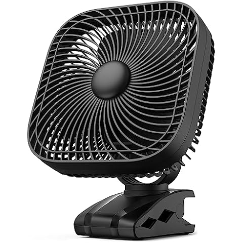 SLENPET 20000mAh Rechargeable Portable Clip on Fan, Last 78 hrs, 4 Speeds Camping Fan, Battery Operated Desk Fan with Light & Hook, 8 inch Personal Fan for Outdoor Golf Cart Stroller Camping Cover
