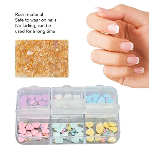 Decorações de arte de unhas, 1 caixa de decoração de arte de unhas de coração, resina segura portáti