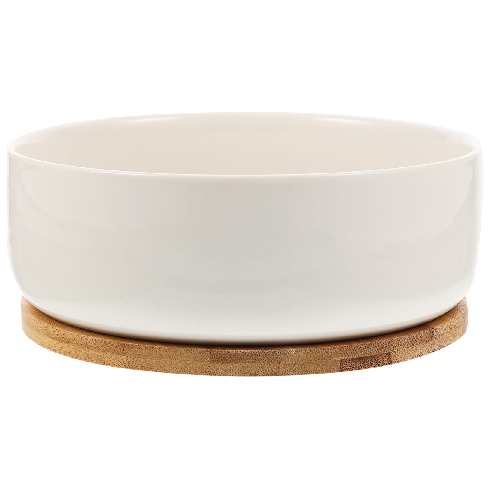Pot en céramique blanc avec plateau en bambou de qualité