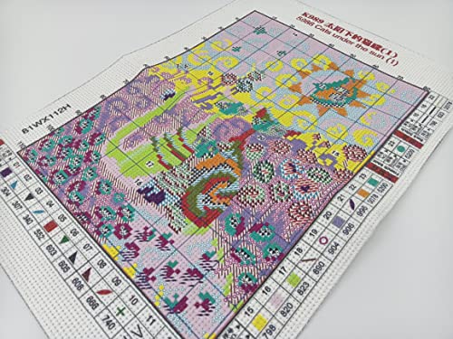Image of Howie's Needlepoint Cross Stitch Kits, 11CT Pre-Printed Pattern Needlepoint Kits, Full Range of Stamped Starter Kits (Cats Under The Sun, 9.8 x 13.8 Inch)