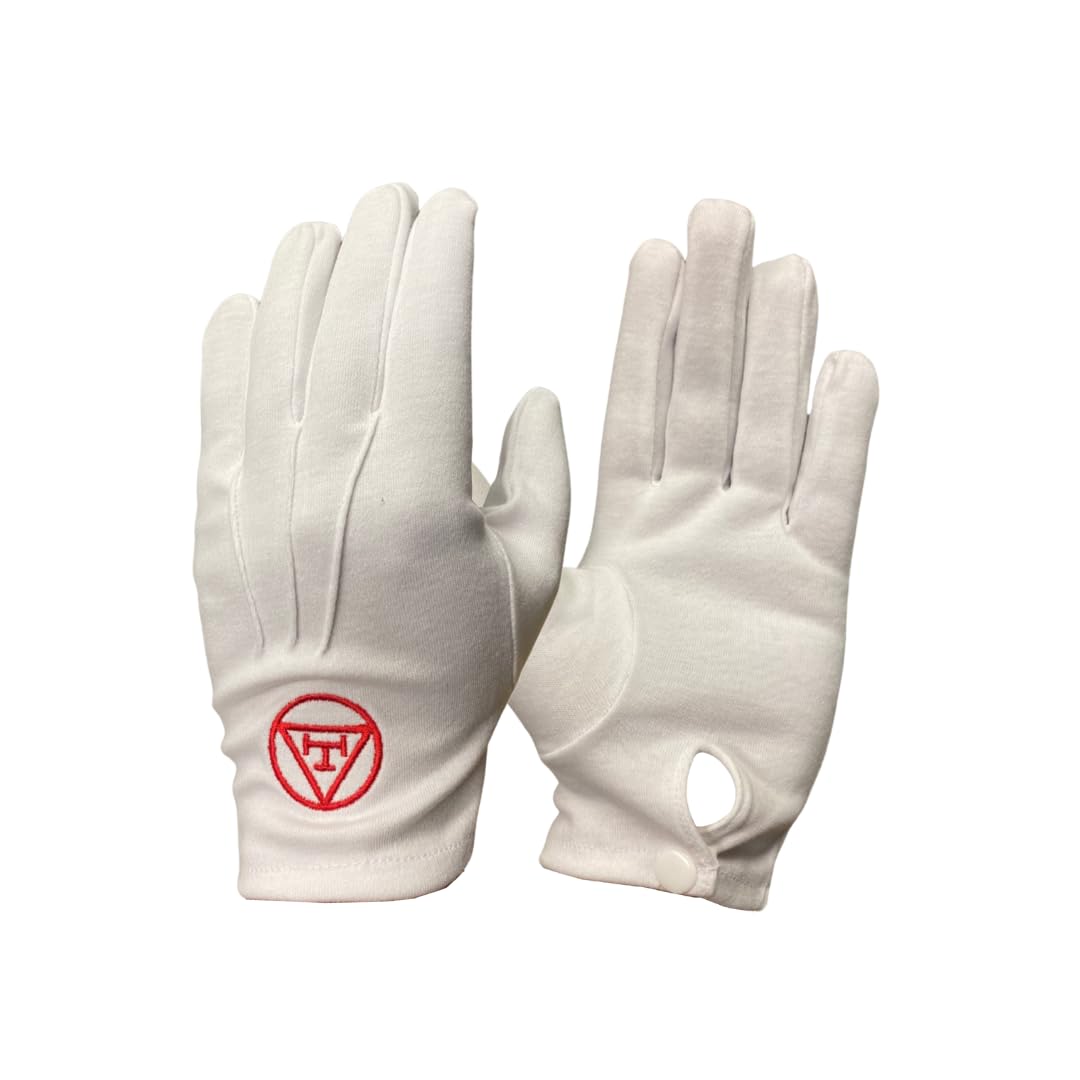 Regalia Store UK Masonic Royal Arch 100% Cotton Gloves Pair with Embroidered R.A Tau (7)
