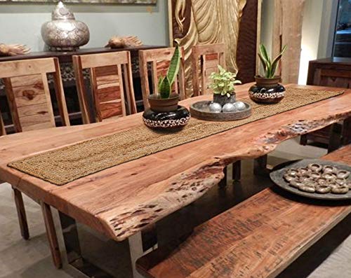 Chemin de table en jute Lightnpro 33x183 cm réversible de style rustique - 5