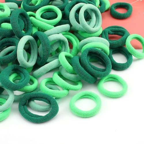 Image of Diversa Cotton Mini Rubber Bands Elastic Hair Ties, Small Baby Hair Bobbles Ponytail Holder for Kids Girls & Women, 2.5 cm in Diameter, Pack of 100 (Green)
