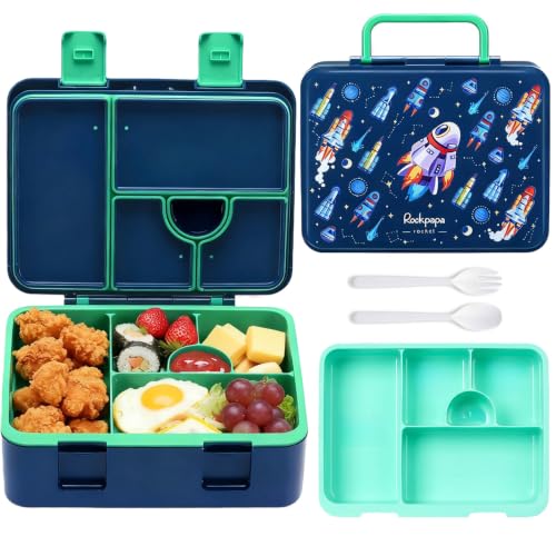 Image of rockpapa 5.5 Cups Bento Lunch Box for Kids, 5-Compartment, Rocket