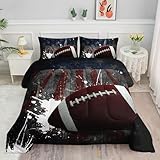 Smell Sunshine American Flag Comforter Set American Football Graffiti Printed Bedding Set with 1 Comforter and 2 Pillowcases for Boys and Girls Bedroom All Season(Football-2 Twin)