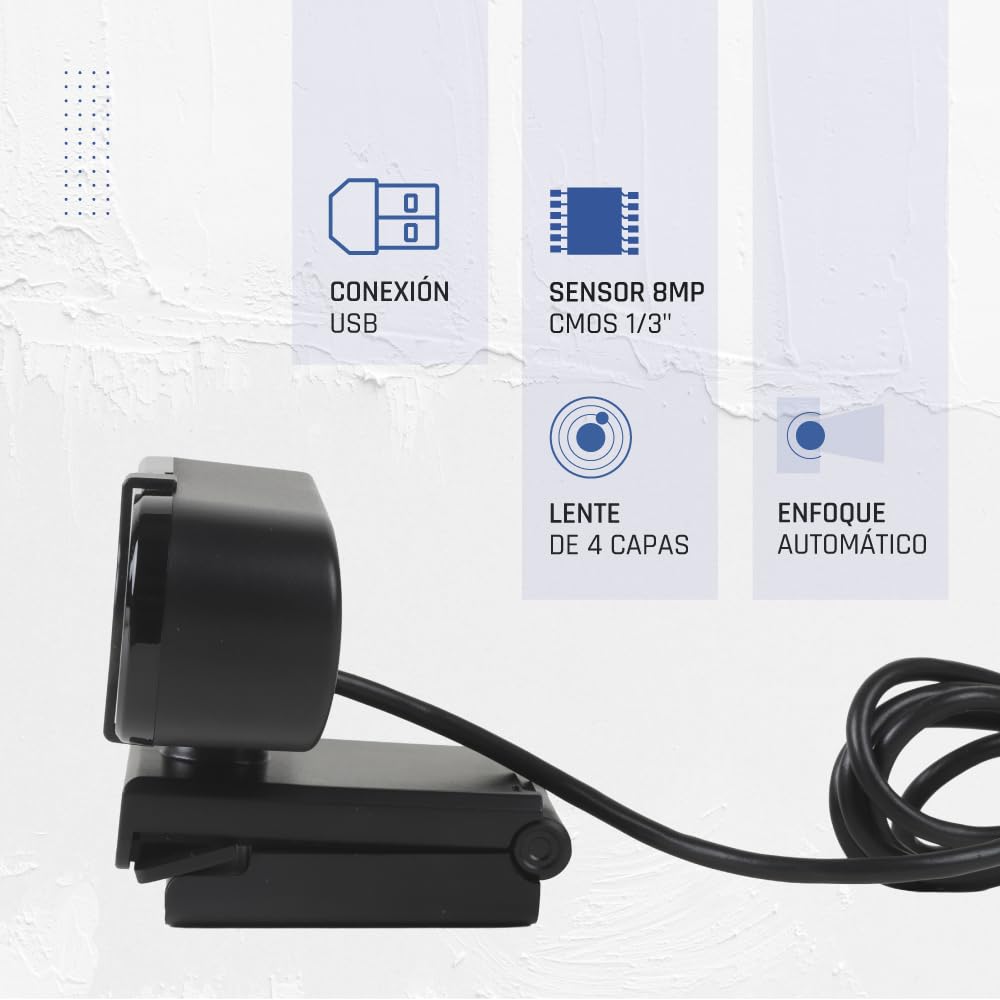 iggual Profesjonalna kamera internetowa WC3840 Business Pro View – obraz 4K UHD i wyraźny dźwięk do rozmów wideo Automatyczna regulacja ostrości - Zasilanie przez USB - obsługuje dowolny system